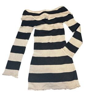 Fitted Off-Shoulder Striped Dress